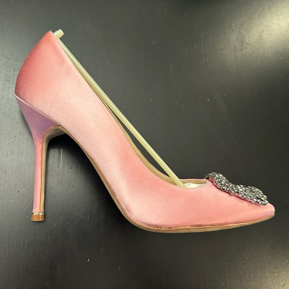 Manolo Blahnik Hangisi 105mm Satin Pink Pump 39.5 - Picture 6 of 16